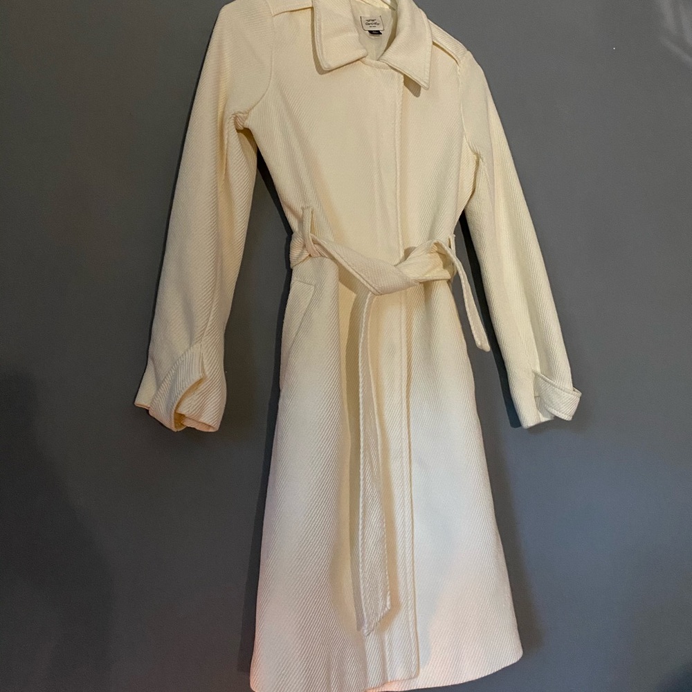 Off white long pea coat